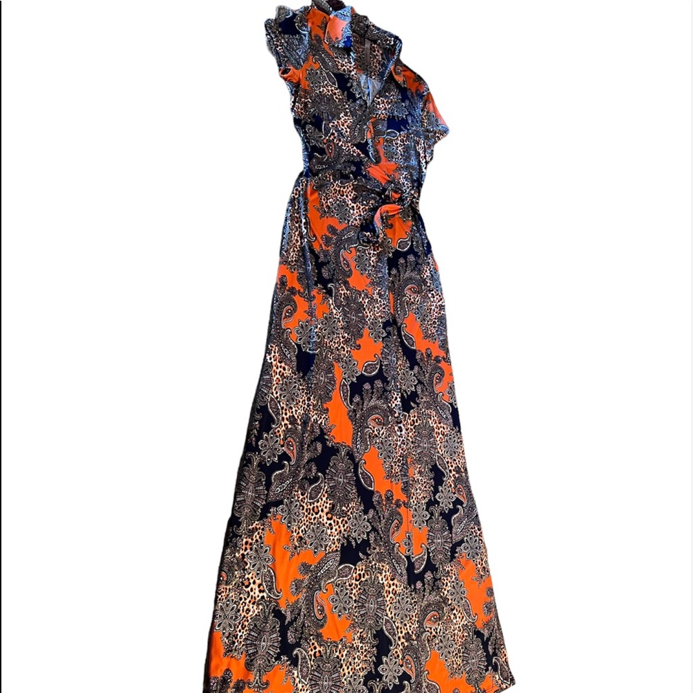 Mixed media MAXI DRESS by S-Twelve Size Large Main colors: navy blue & o… - Picture 10 of 10